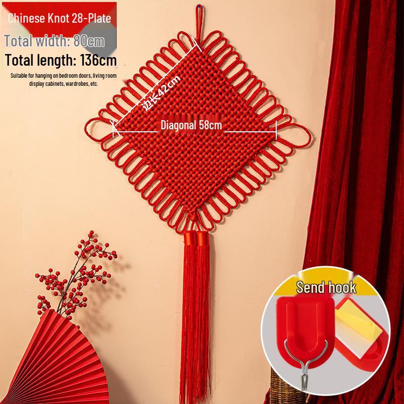 Chinese Knot Red String Braided Cord - Traditional Feng Shui Decor for Living Room, Autumn, and National Day Festivals