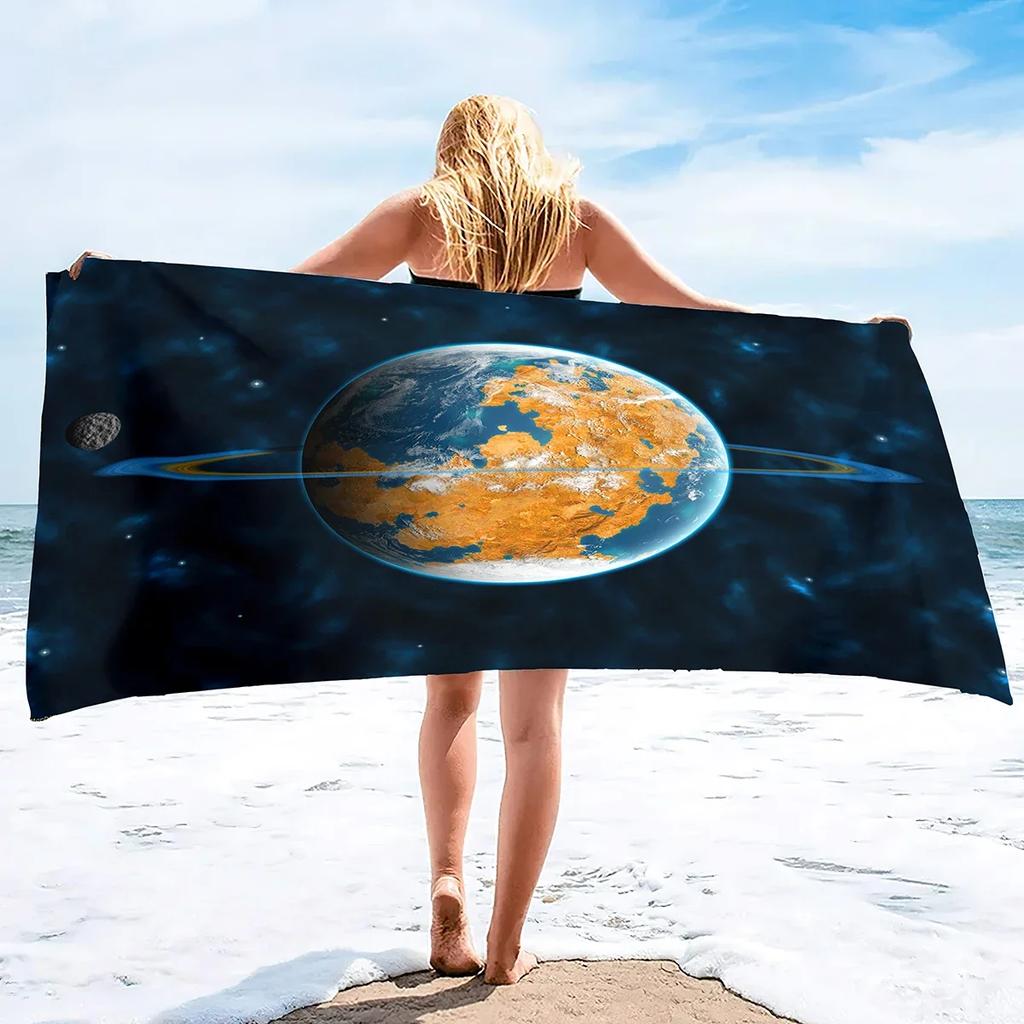 Beach Towel Planet Universe Space Microfiber Beach Towels,Super Absorbent Sand Free Quick Dry Travel/Pool Towel for Kids Adults