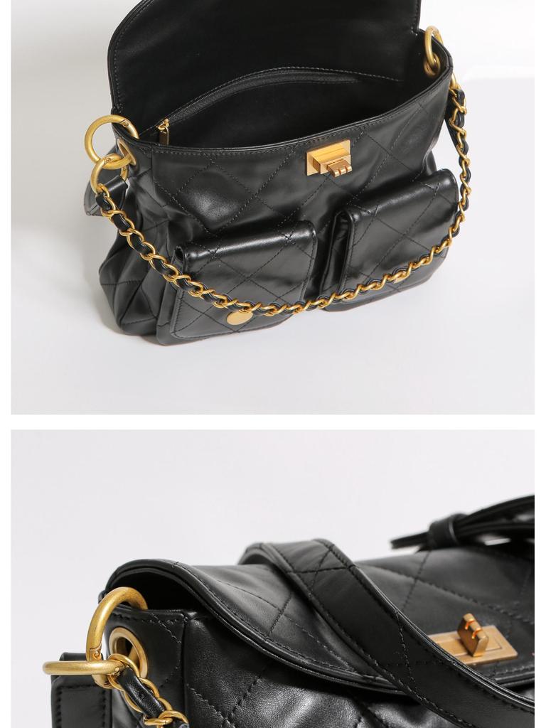 New 2024 Hobo Hippie Cowhide Messenger Bag with Retro Hardware - Underarm Shoulder Style