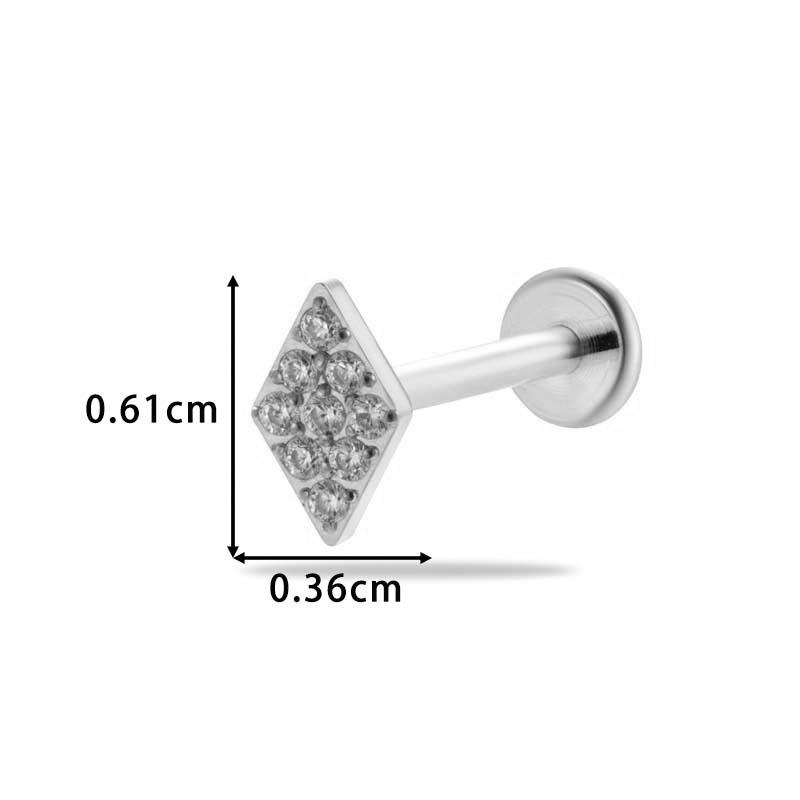 1 pièce G23 Titane Massif Filetage Interne Dos Plat Fleur CZ Clou de Tragus Cartilage Boucle d'Oreille Helix Rook Lobe Labret Bijou de Piercing