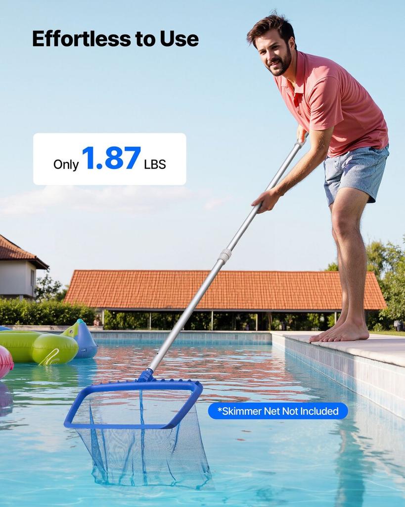 Pool Pole, 1 to 3.65 mm Telescoping Swimming Pool Cleaning Poles, Professional Adjustable Telescopic Pole with Extension Pole, Heavy Duty Cleaner