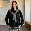 Damen Lockere Passform Rundhalsausschnitt Sweatshirt Langarm Einfarbig Lässiges Oberteil Herbst Winter
