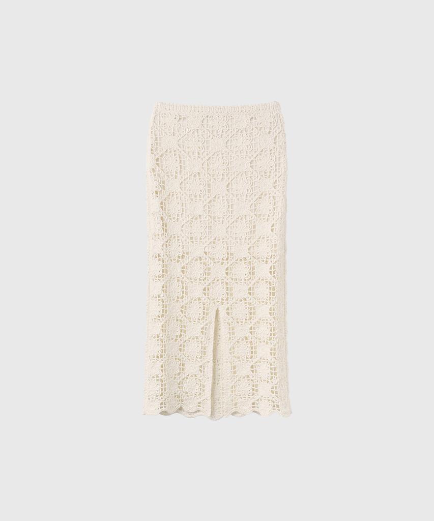 GENERALIDEA Gehäkelter Maxirock mit Blumenmuster [Creme] / Gf2Lsk519