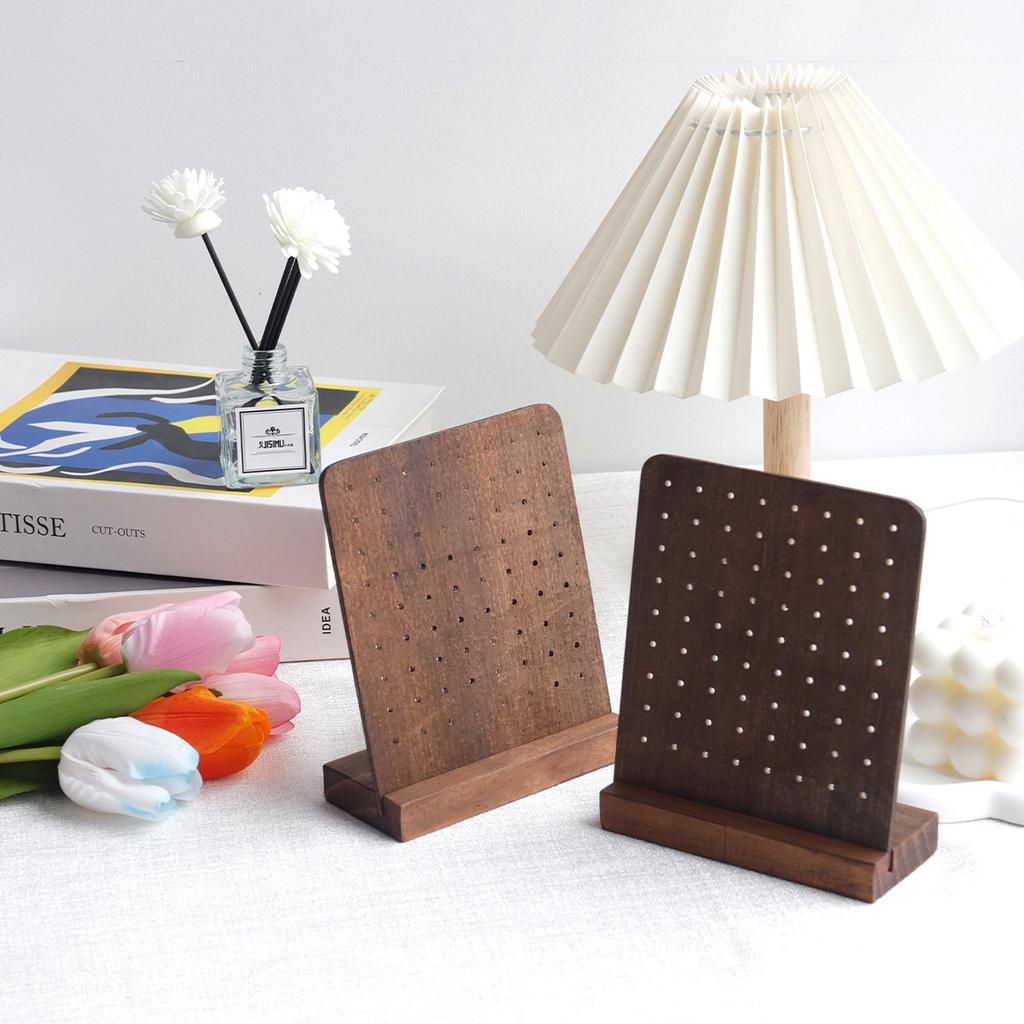 72 Holes Earring Holder Wood Earring Stands with Base Earring Hanger Board Stud Earring Stand Organizer Jewelry Rack Display