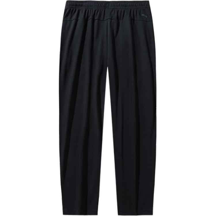 Anta Comfortable Casual Solid Color Breathable Straight Leg Knitted Sports Pants Men bottoms Basic-Black 152431341-1