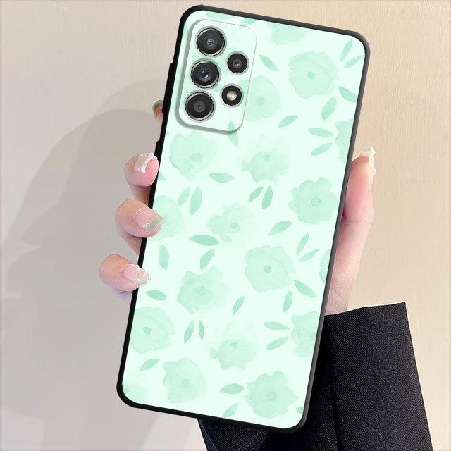 Μαύρη μαλακή πλάτη πολυτελής θήκη τηλεφώνου για Samsung Galaxy A33 A32 A21s A53 A22 A71 A31 A51 A13 A23 A72 A52 A11 Υπέροχο κάλυμμα λουλουδιών