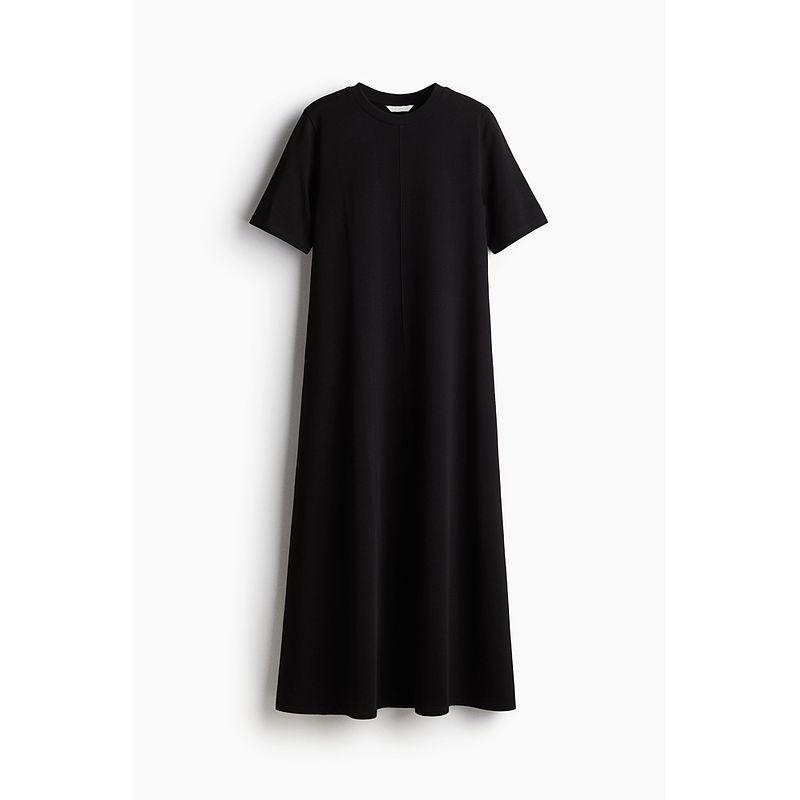 

HM Women s Clothing Fall Dress 2025 New Arrival Straight T-shirt Loose Flared Dress 1283291 Black 155/80(XS)