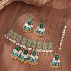 Indian Bridal Jewelry Set Choker Necklace Jhumka Earrings Maang Tikka Vintage Crystal Beads Bohemian Ethnic Women Wedding Costume Accessories