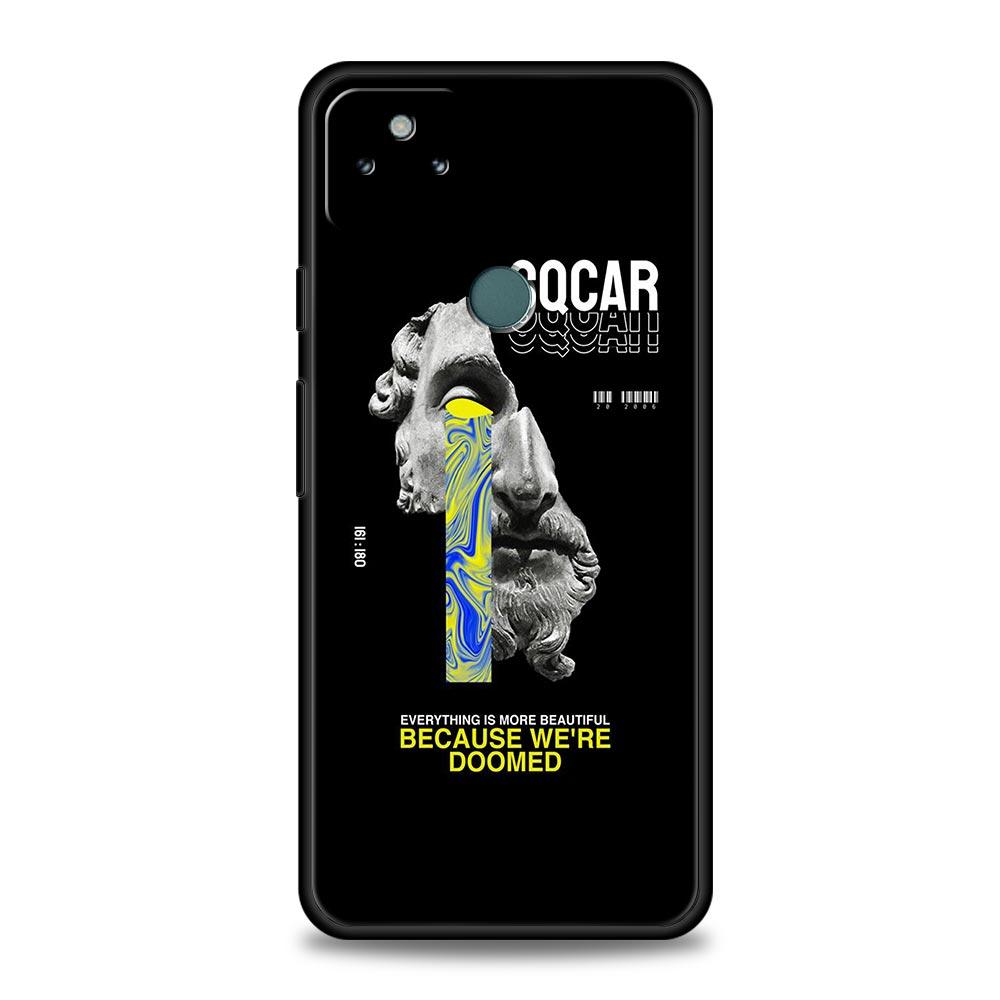 Cartoon Statue Abstract Art Phone Case Cover for Google Pixel 10 9 8 7 6 9A 8A 7A 6A Pro Shockproof Soft TPU 9 Pro XL Shell Capa