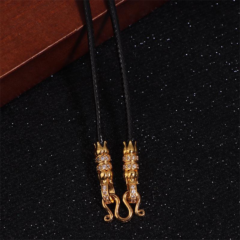 Chaîne de Pendentif Bouddhiste Thaïlandais Réglable Corde de Collier Simple Avec Boucle Cercle de Lotus en Zirconium Micro-Diamant