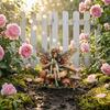 Fairy Sitting On Mushroom Garden Decor, Acrylic Elf Garden Sign with Ground Stake, Decorative Fairy Garden Stake for Outdoor Yard Lawn Patio