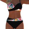 11 new European and American printed split swimsuit women's beach hot spring sexy swimsuit contrasting color screw bag
