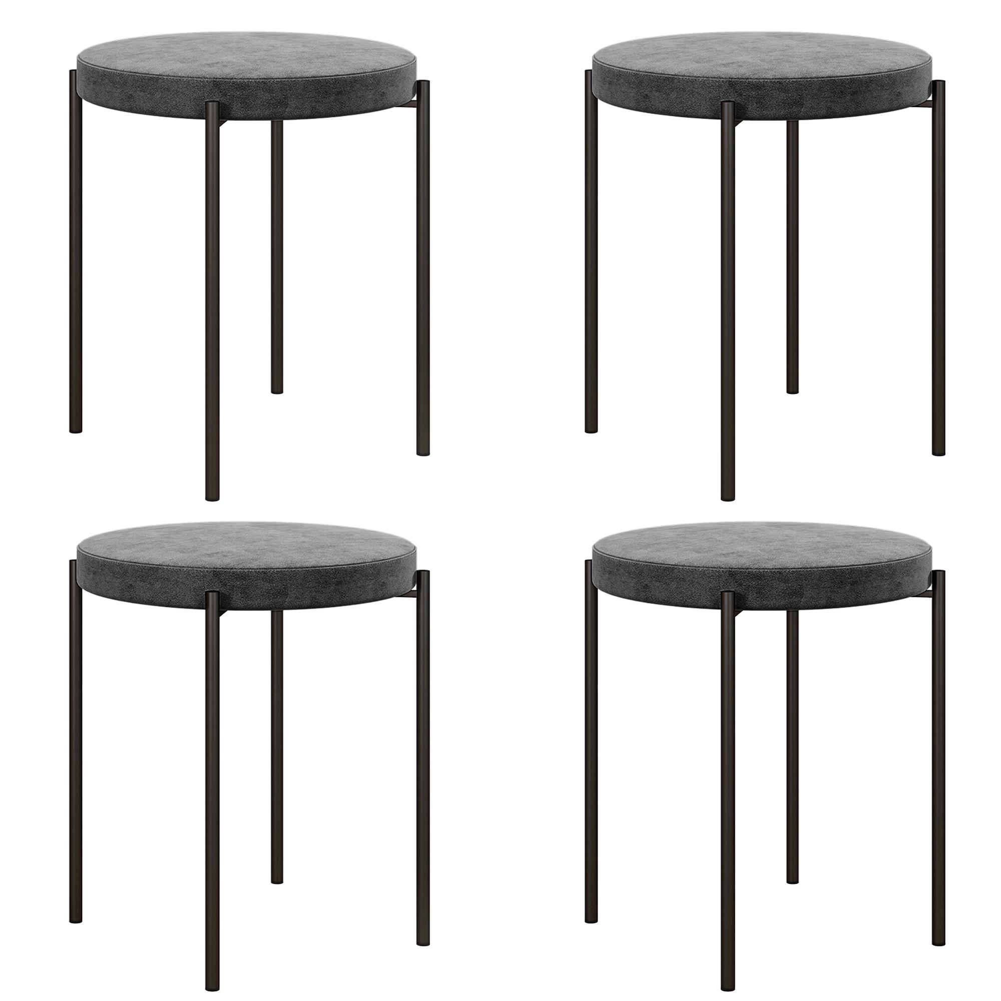 Kitchen Stool 4-Piece Set, Stackable, Velvet