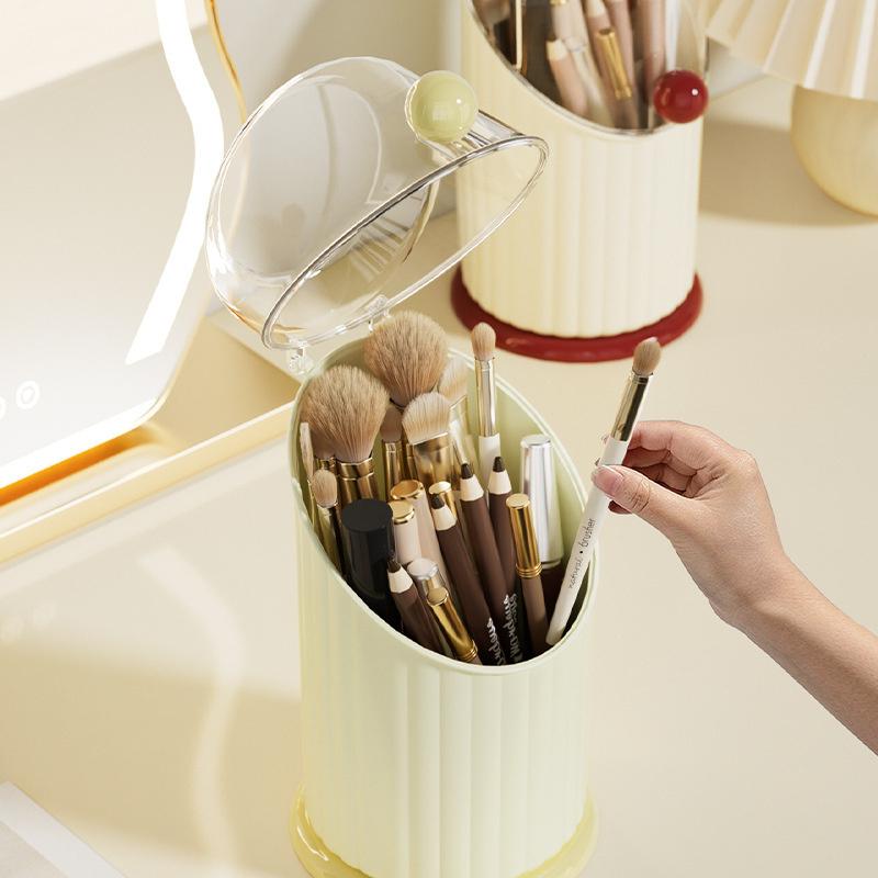 Makeup Brush Storage Box Large Capacity Makeup Brushes Holder With Clear Lid Dustproof Comestic Tools Lipstick Eyebrow Organizer