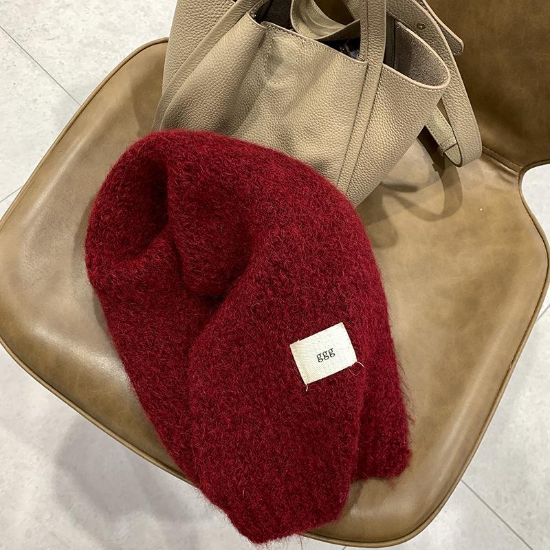 Wind containing wool purple scarf girls autumn and winter white wool warm thickened student scarf