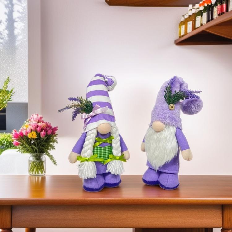 Eye Catching Lavender Gnomes Decor Handcraft Figurines for Spring Summer