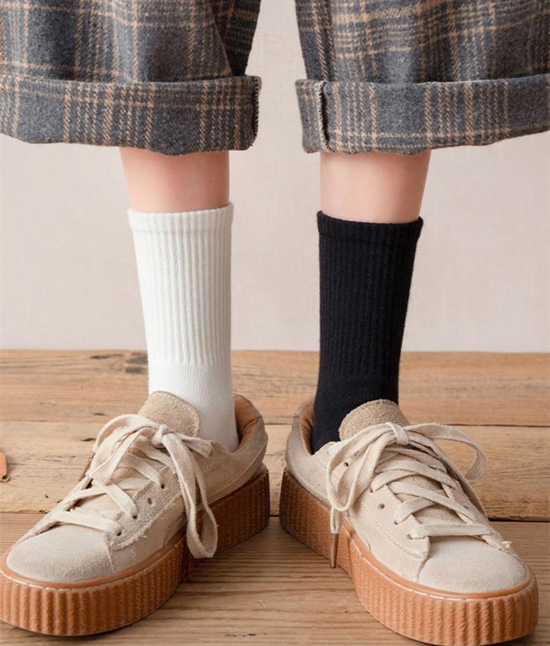 Popular Women 3 Length Crew Ankle Short Cheap Socks White Black Grey Solid Color Daily Work Socks