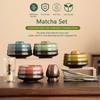 4PCS Ceramic Bamboo Japanese Matcha Tea Set Matcha Bowl Matcha Whisk Holder Matcha Making Kit Reusable Whisk Teaspoon Tea Sets