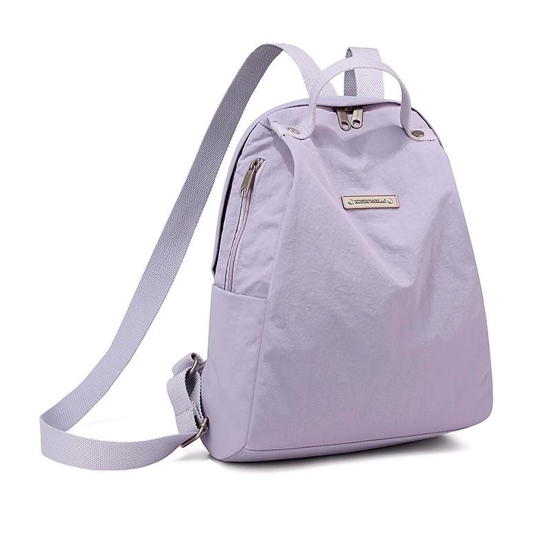 Lightweight Nylon Backpack with Side Zipper Pockets Top Handle Casual Daypack for Women Daily Commute Travel