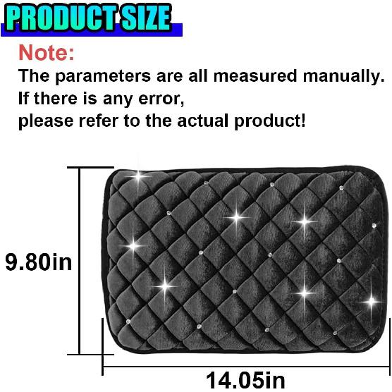 Bling Car Center Console Cover, Soft Comfortable Fluffy Car Armrest Cover, Crystal Rhinestone Seat Box Cushion Protector, Automotive Interior