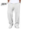 Versatile Outdoor Activewear Men Waffle Baggy Trousers, Wide Leg Drawstring Waist Slacks, Loose Fit Relaxed Travel Pants Casual Sweatpants with