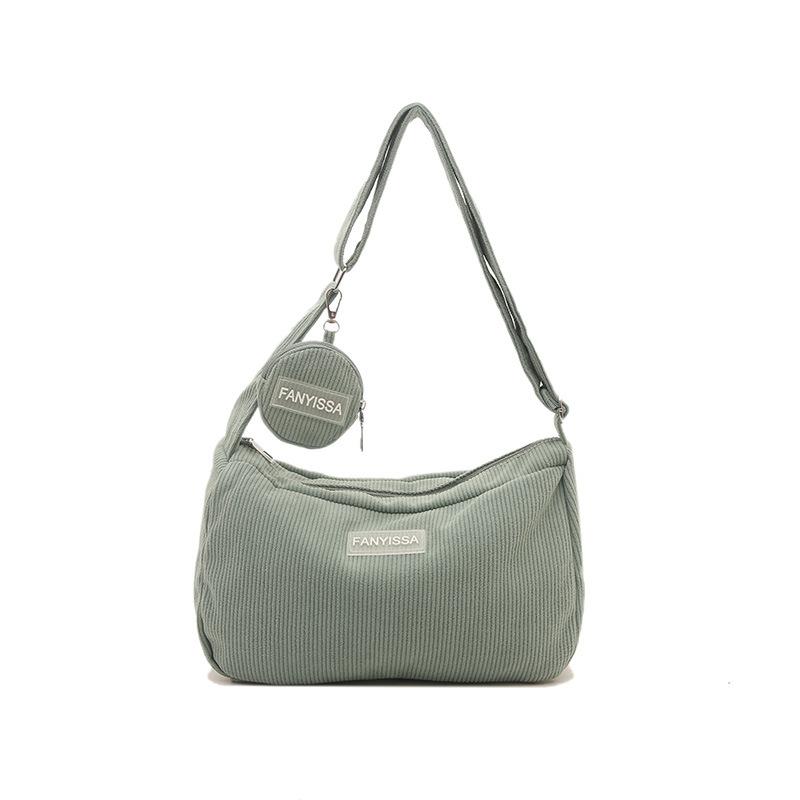 

Простая повседневная сумка-мессенджер для commuters, сумка-пельмень, вельветовая сумка, иностранный стиль, новая большая вместительная сумка через плечо светло-зеленый