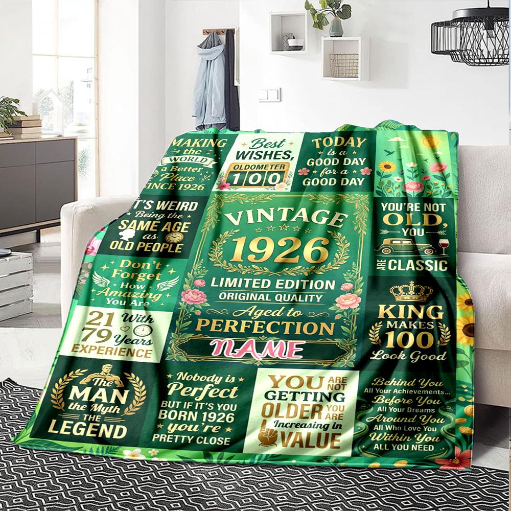 Vintage Celebration Blanket Personalized Name Soft Warm And Versatile For Sofa Bed Office And Travel Machine Washable Comfortable In All Seasons Best