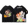Miniso Zootopia Bawełniany T-shirt Top Moda Y2k T-shirt Męski Bawełniany T-shirt Top Letni Damski T-shirt Y2k Ubrania dla Pary