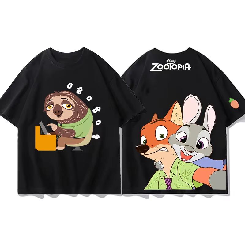 Miniso Zootopia Bawełniany T-shirt Top Moda Y2k T-shirt Męski Bawełniany T-shirt Top Letni Damski T-shirt Y2k Ubrania dla Pary