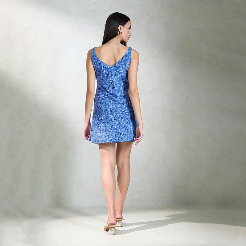 Virgio Damen Minilänge Ärmellos Normale Passform V-Ausschnitt Kleid