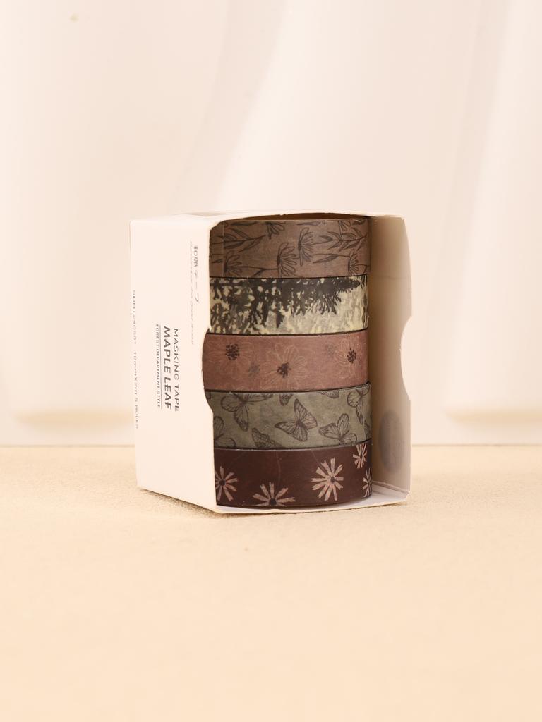 5rolls/Box Leaf Pattern Washi Tape Autumn Washi Tape Scrapbooking Stationery Masking Tapes Art Supplies Gift Sticker Washi Tape