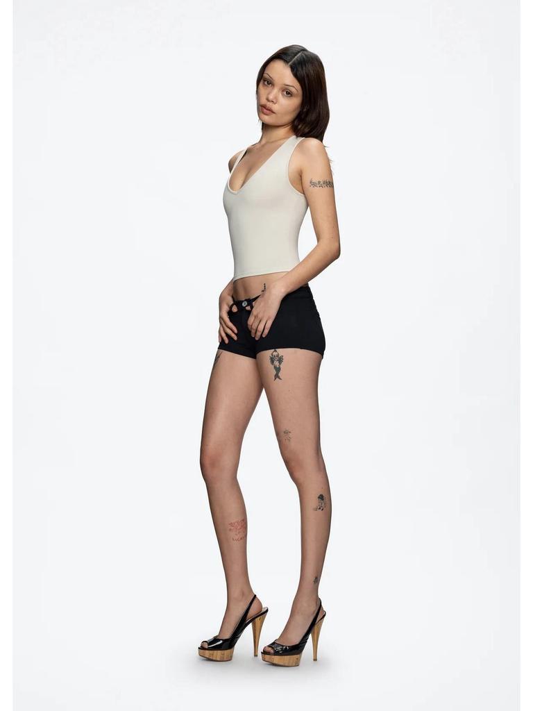 American Spicy Low-Waist Black Ultra-Shorts: Simple, Slimming, Tight-Fit Hot Pants
