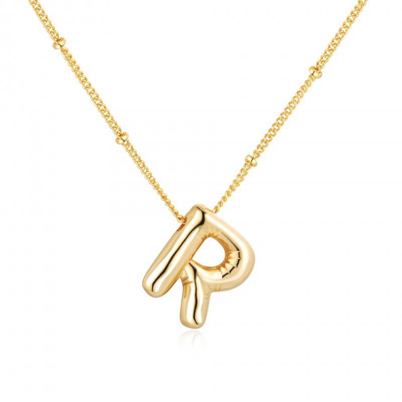 Minimalist Copper-Plated Gold Alphabet Pendant Sweater Chain Jewelry