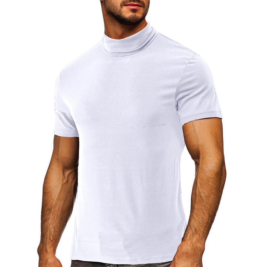 High Collar Bottomed Men'S Short Sleeved Men'S Fashion Casual Top T-Shirt