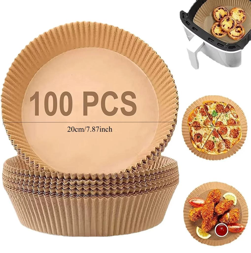 Air Fryer Paper Liners,Non-Stick Parchment Paper,Oil Resistant,Disposable Food Grade Free of Bleach Paper for  Air Fryer Baking