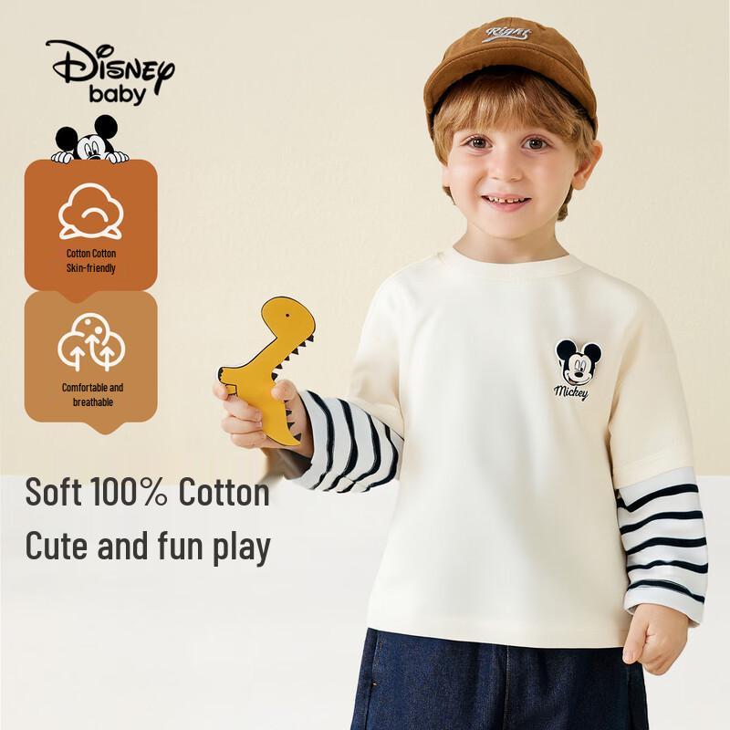 Disney Baby Boys' Faux Two-Piece Long-Sleeve Cotton T-Shirt