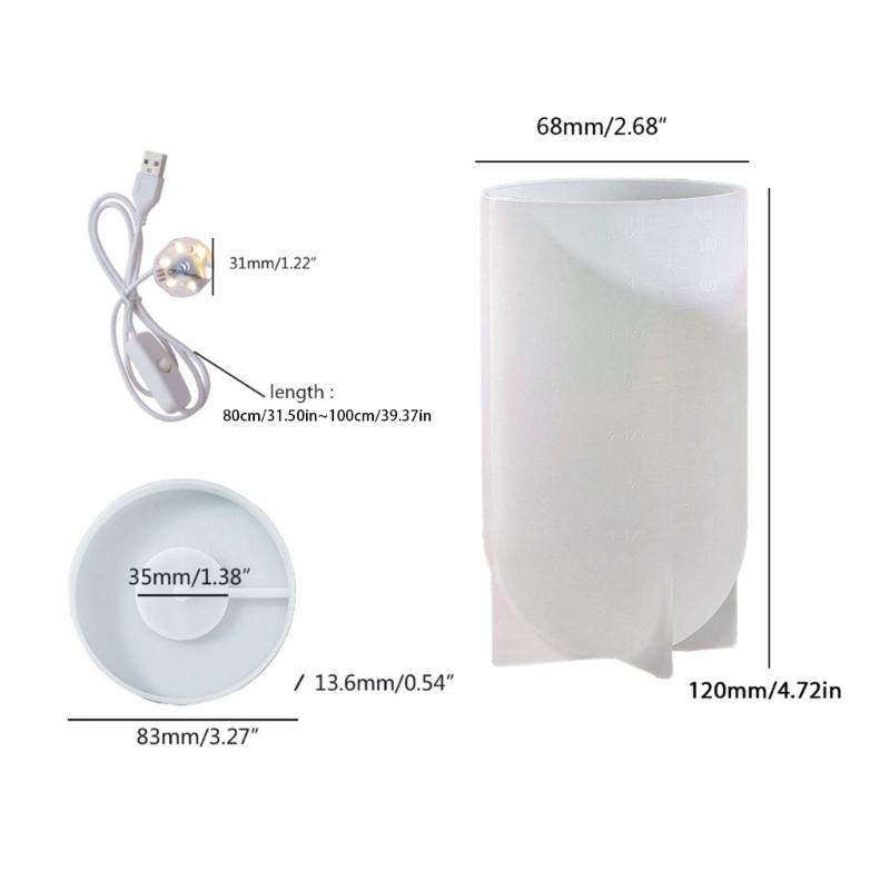 Light Resin Silicone Molds Cylinder Light Resin Mould for DIY Desktop Ornament Table Lamp Table Candle Home Decorations