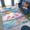 Colorful Rainbow Clouds Dream Sky Cartoon Rug for Bedroom Living Room Sofa Home Doormat Decor, Large Kid Play Non-slip Floor Mat