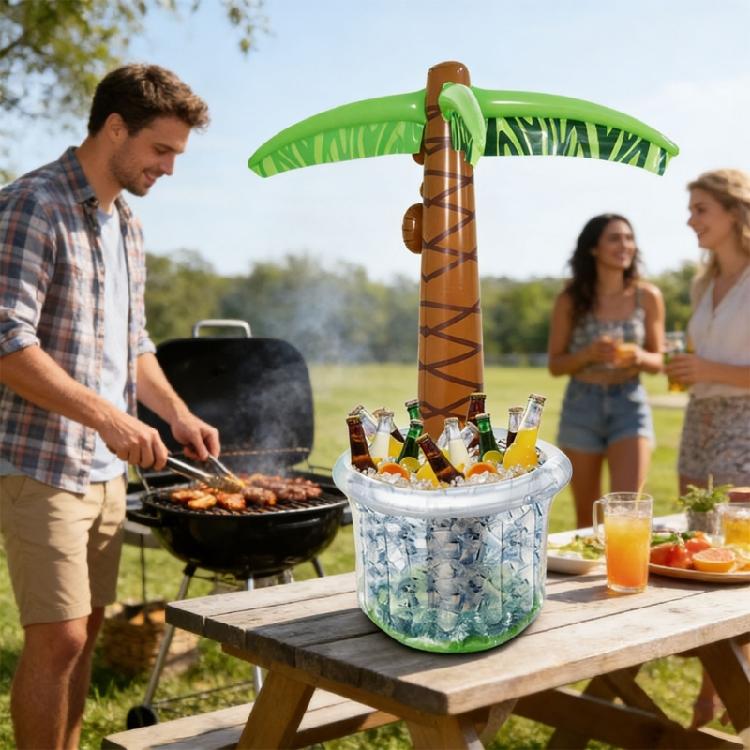 Easy To Carry Inflatable PVC Coconuts Tree Featuring Large Ice Storage For Outdoor And Pool Parties