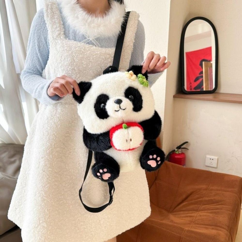 PP Cotton Panda Shaped Design Backpack Animal Doll Plush Schoolbag  Kids Playing Supplies