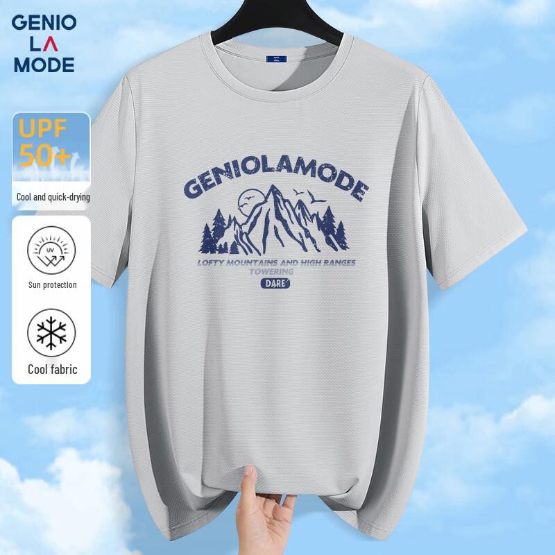 GENIOLAMODE Men s Ice Silk Cooling Breathable Loose Fit Round Neck T-shirt L