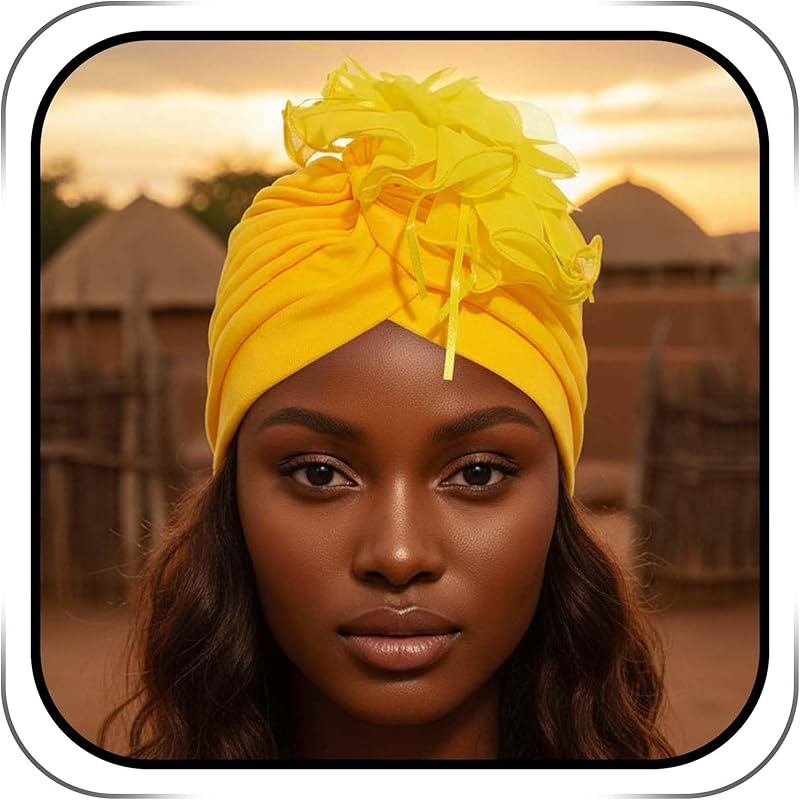 Headwrap Hair Turbans African Turban Flower Pearl Crystal Twisted Head Turban for Women Fashion