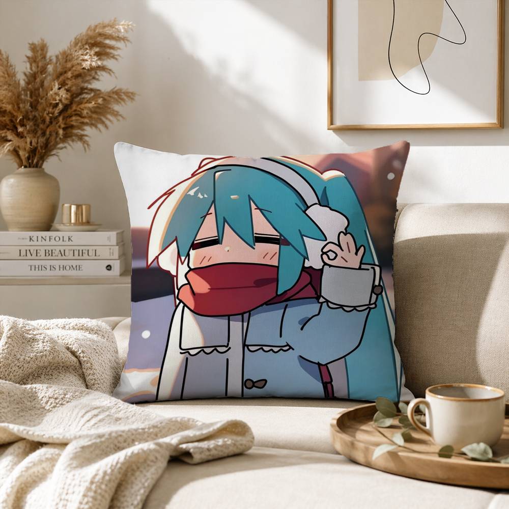 Anime MMIKU Various Sizes Square Pillow Case for Sofa Living Room Home Office Decor Protective Cover