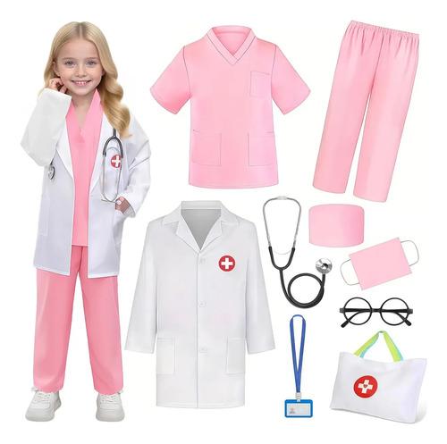 Kids Doctor Costume, 9 Pieces, Boys Girls Doctor Outfit Wi 7-8Y