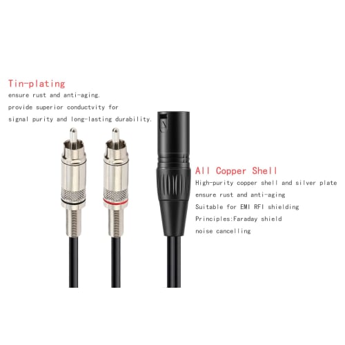 Luxferre XLR to RCA Converter Cable, RCA to XLR Converter Cable for Canon RC A Cable, 1m, Canon Male Pin Plug, Oxygen-Free Copper Cable, High Durabili