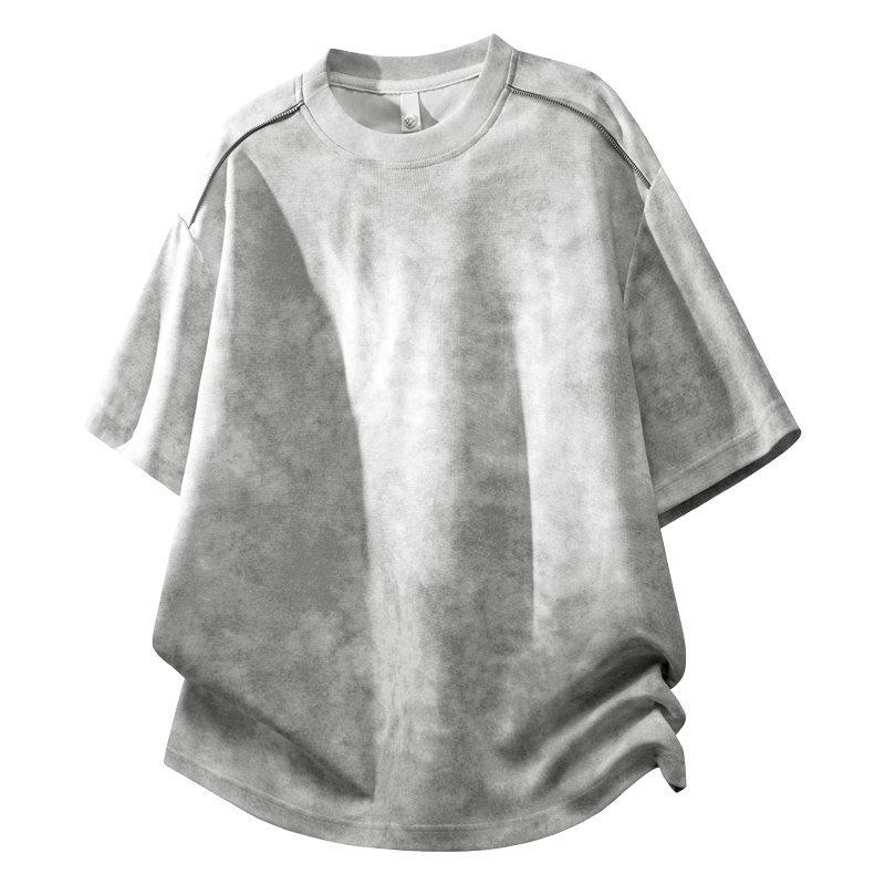 2026 Men s Summer Ice Silk Tie-Dye Gradient Short-Sleeve Loose Round Neck T-Shirt XL светло-серый