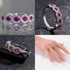 Stunning Ruby Right Hand Ring Silver Eternal Bridal Band For Women