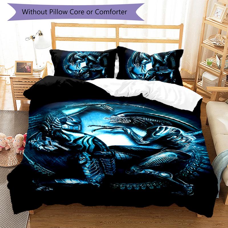 Alien 3pcs Bedding Set Duvet Cover Closure Includes 1 Duvet Cover & 2 Pillowcases for All Seasons Bedroom Home Dorm Decor
