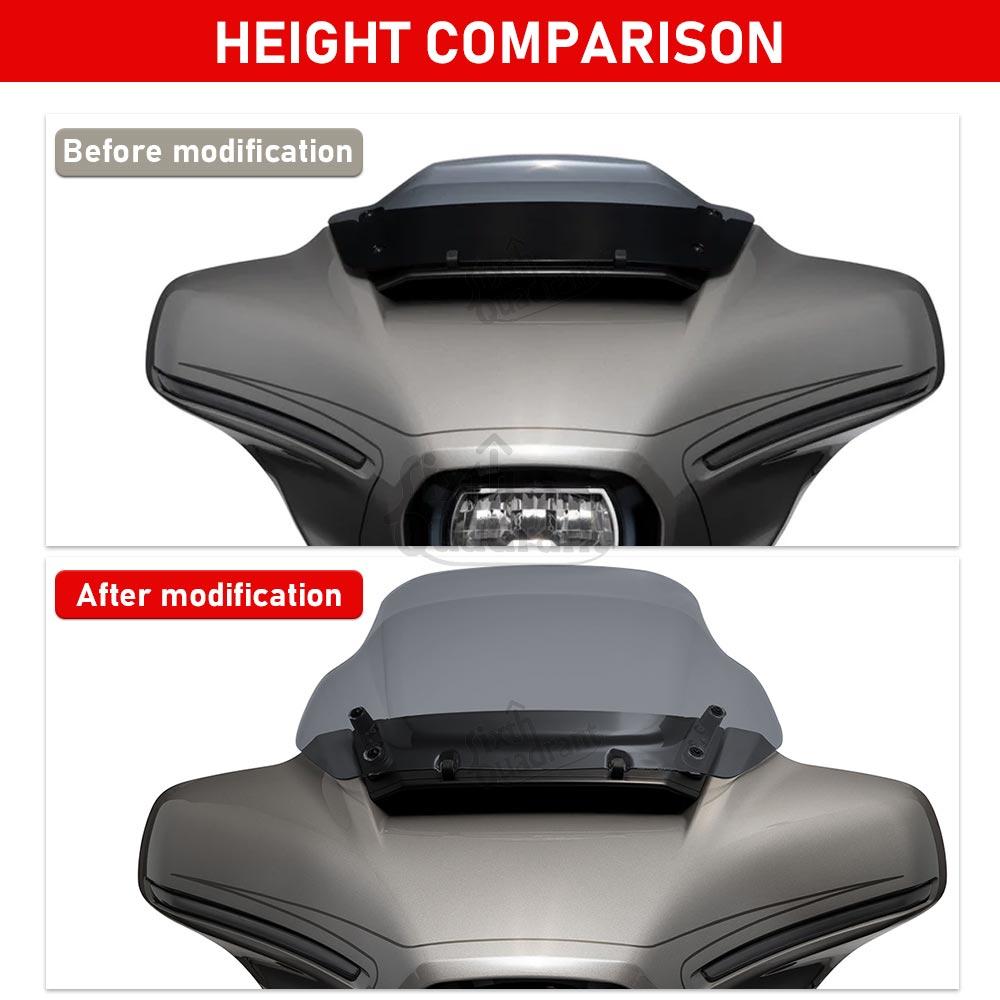 Motorcycle 14" Clear Windshield Upper Fairing Windscreen Deflector For Harley Touring Street Glide FLHX 24-UP FLHXSE 23-Up FLHXU