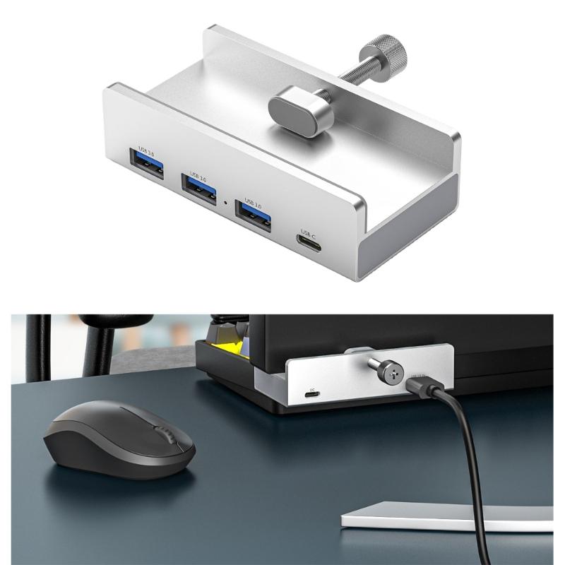 Aluminum Alloy Clamp Hub Type Type C USB Splitter Adapter 5Gbps Fast Speed Transmission Rate for Keyboards Mouse